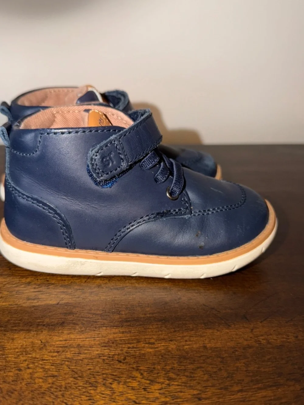 Stride Rite Kids SRT QUINN Leather Boots Boys Size 5.5 W Blue Ankle